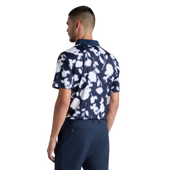 G/FORE Blur Floral Tech Jersey Short Sleeve Polo Shirt UPF 50+ XLARGE Navy Blue - Picture 5 of 8